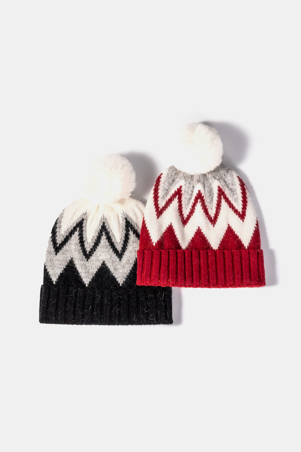 Chevron Pom-Pom Cuffed Beanie