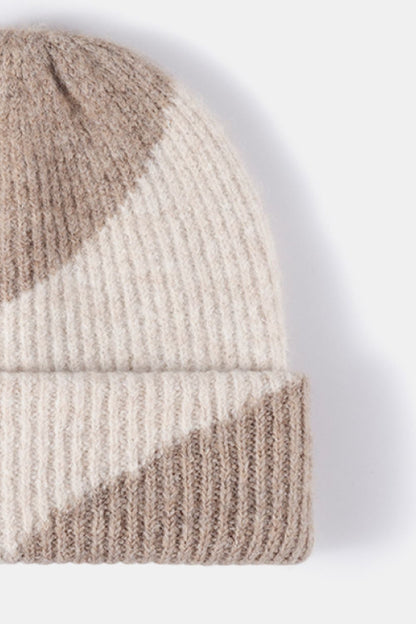 Contrast Rib-Knit Cuffed Beanie