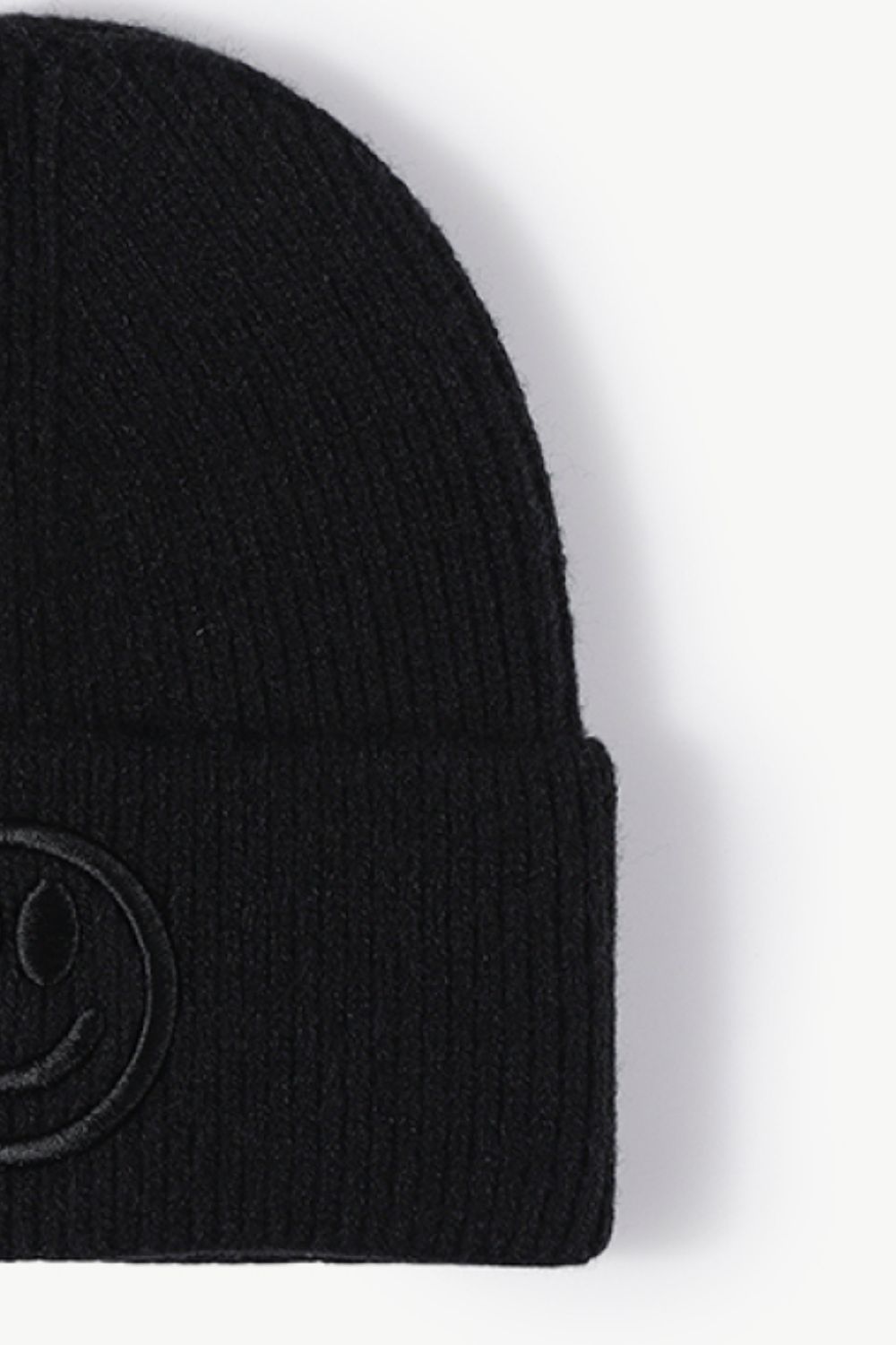 Smiley Face Rib-Knit Beanie