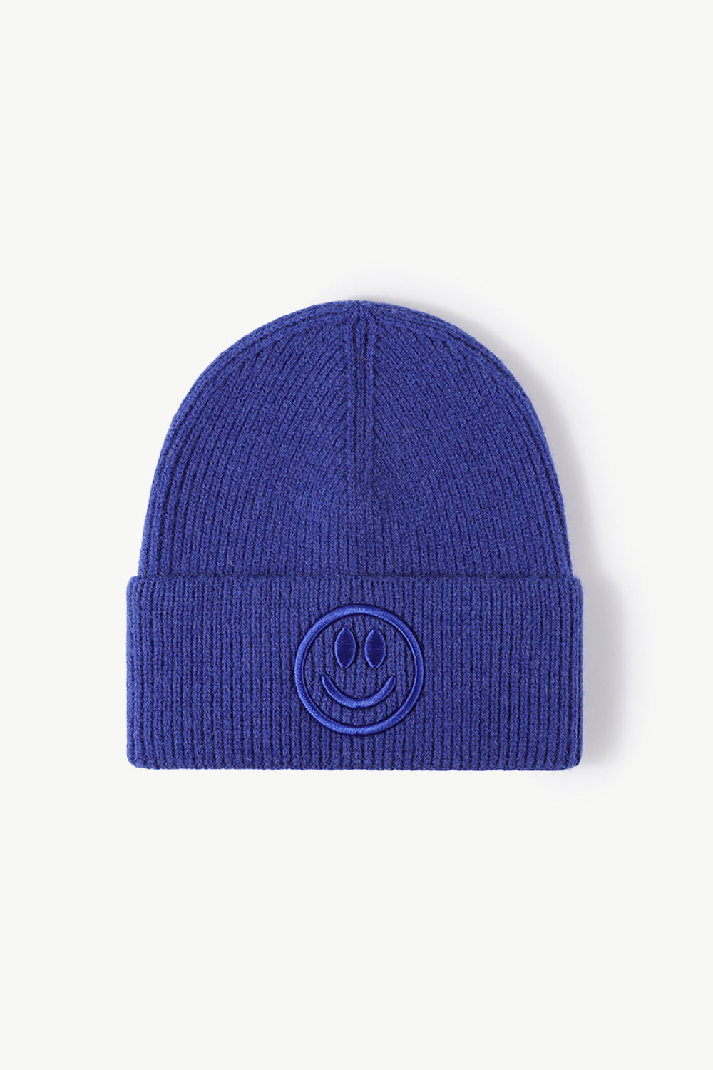 Smiley Face Rib-Knit Beanie