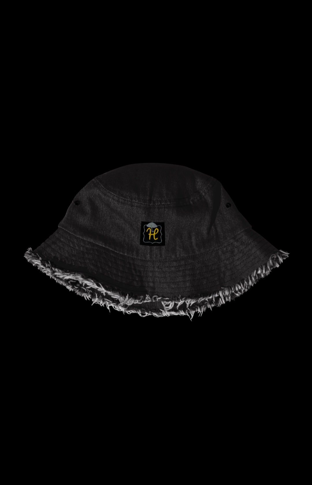 Distressed denim bucket hat