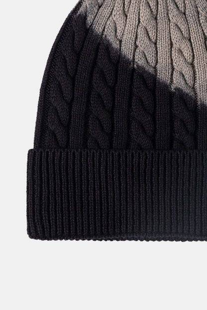 Contrast Tie-Dye Cable-Knit Cuffed Beanie