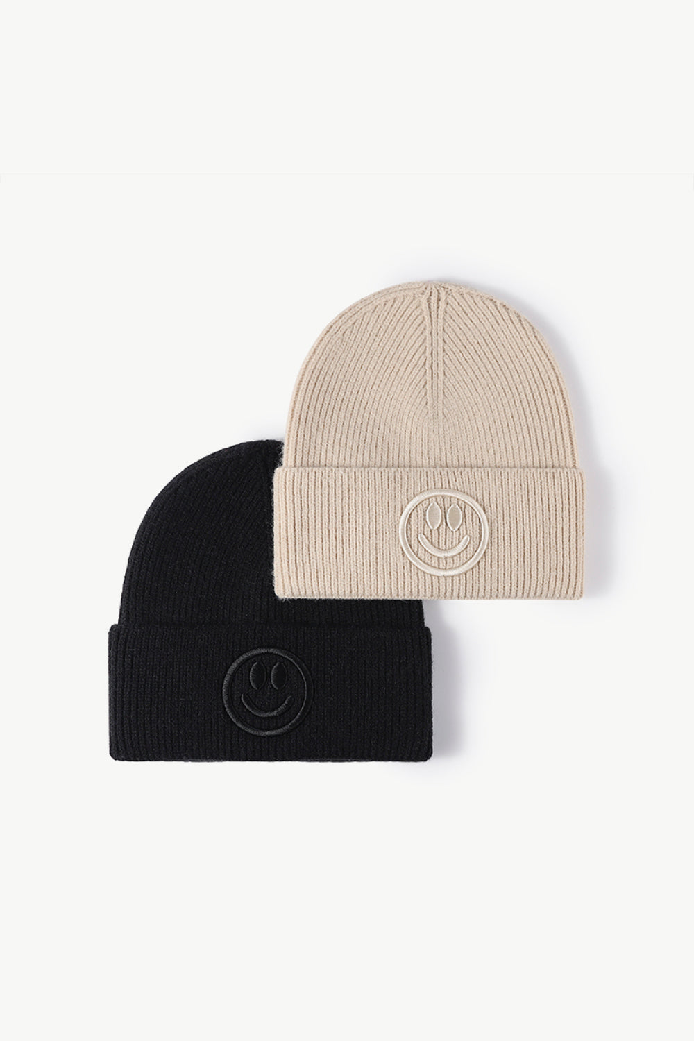 Smiley Face Rib-Knit Beanie