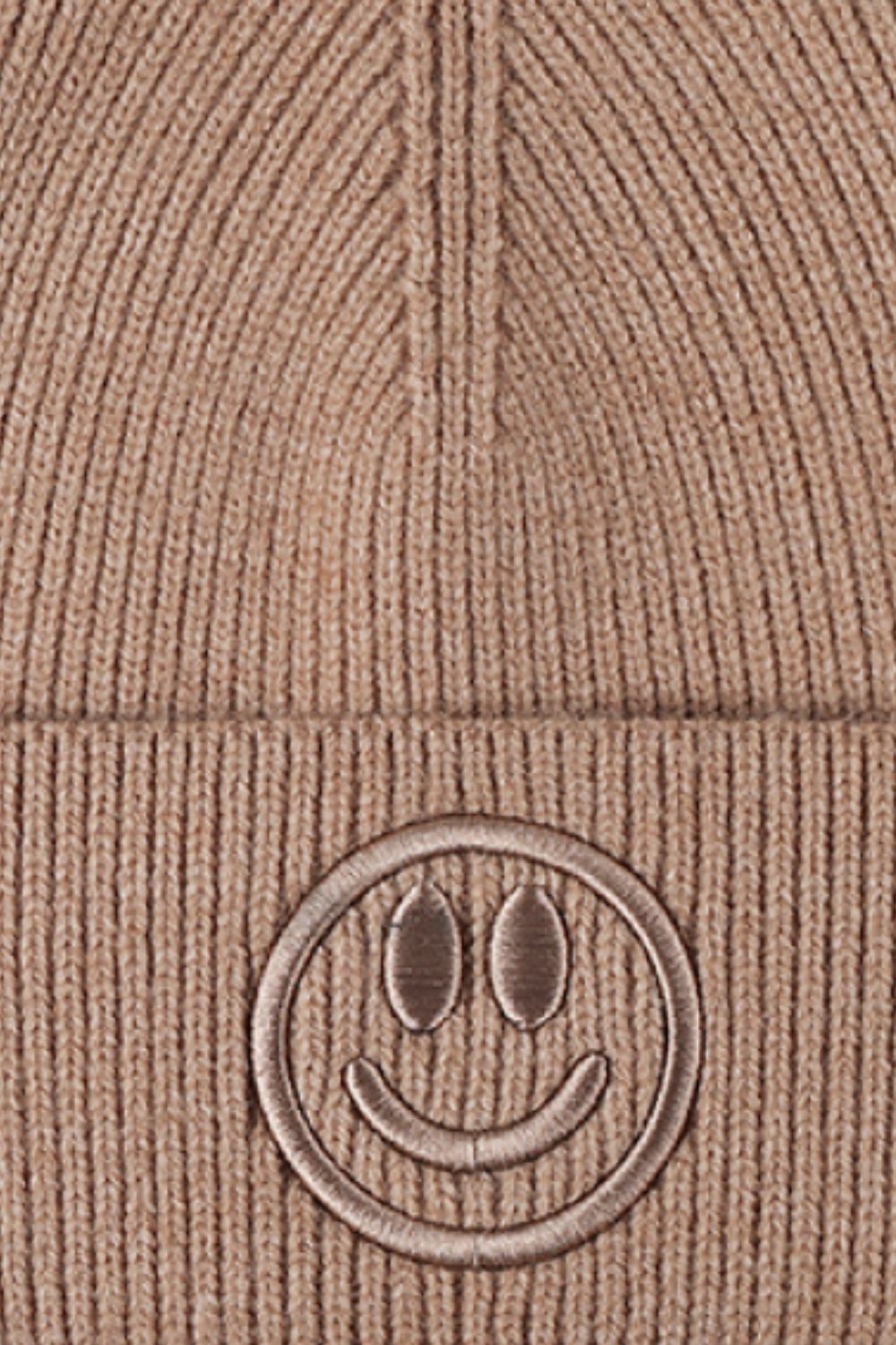 Smiley Face Rib-Knit Beanie