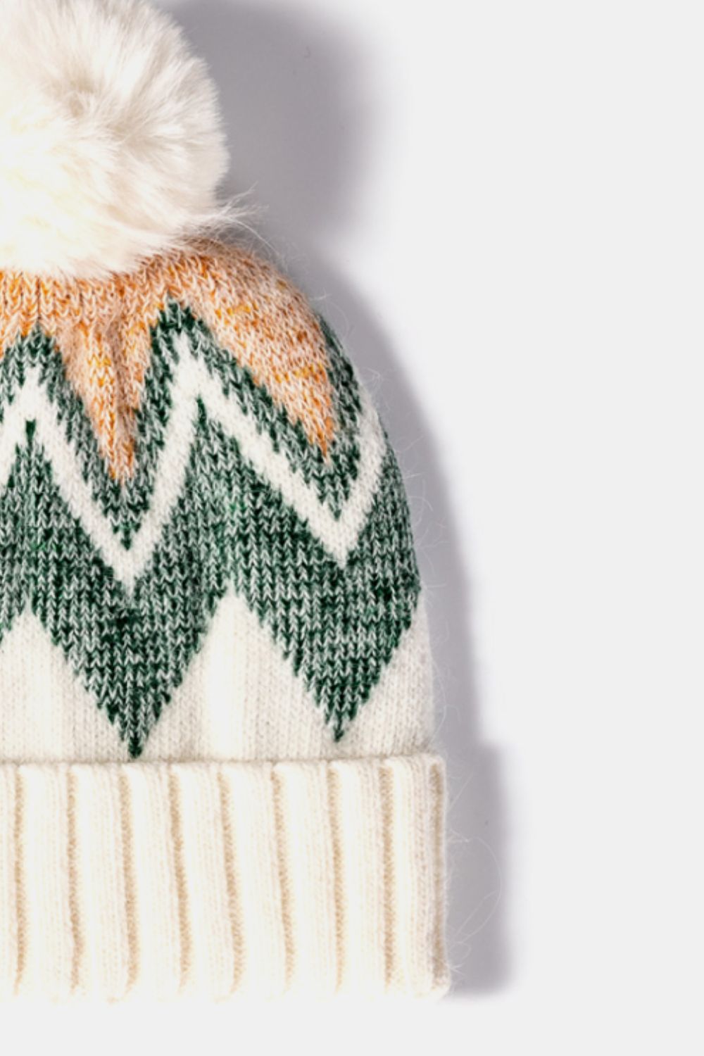 Chevron Pom-Pom Cuffed Beanie