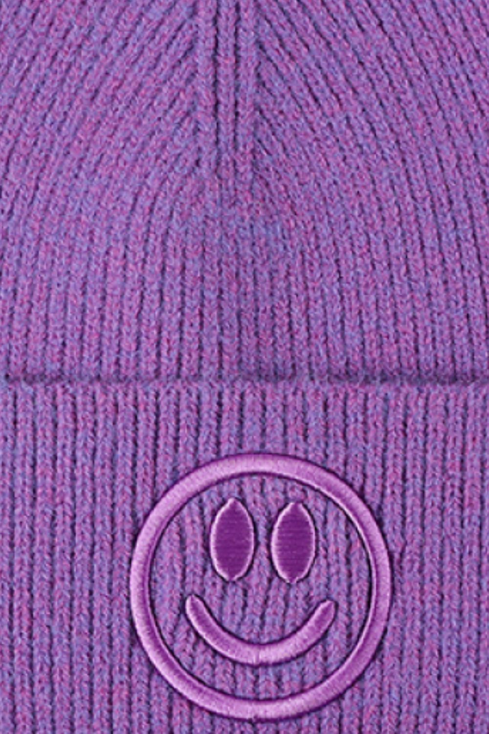 Smiley Face Rib-Knit Beanie