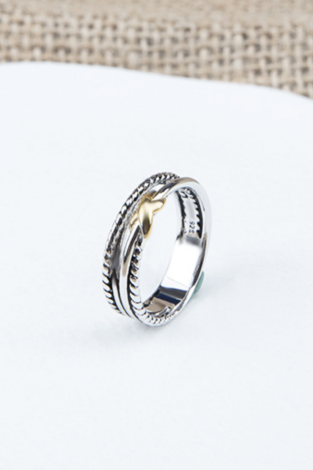 Crisscross Detail Copper Ring