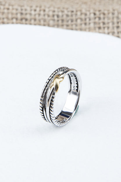 Crisscross Detail Copper Ring