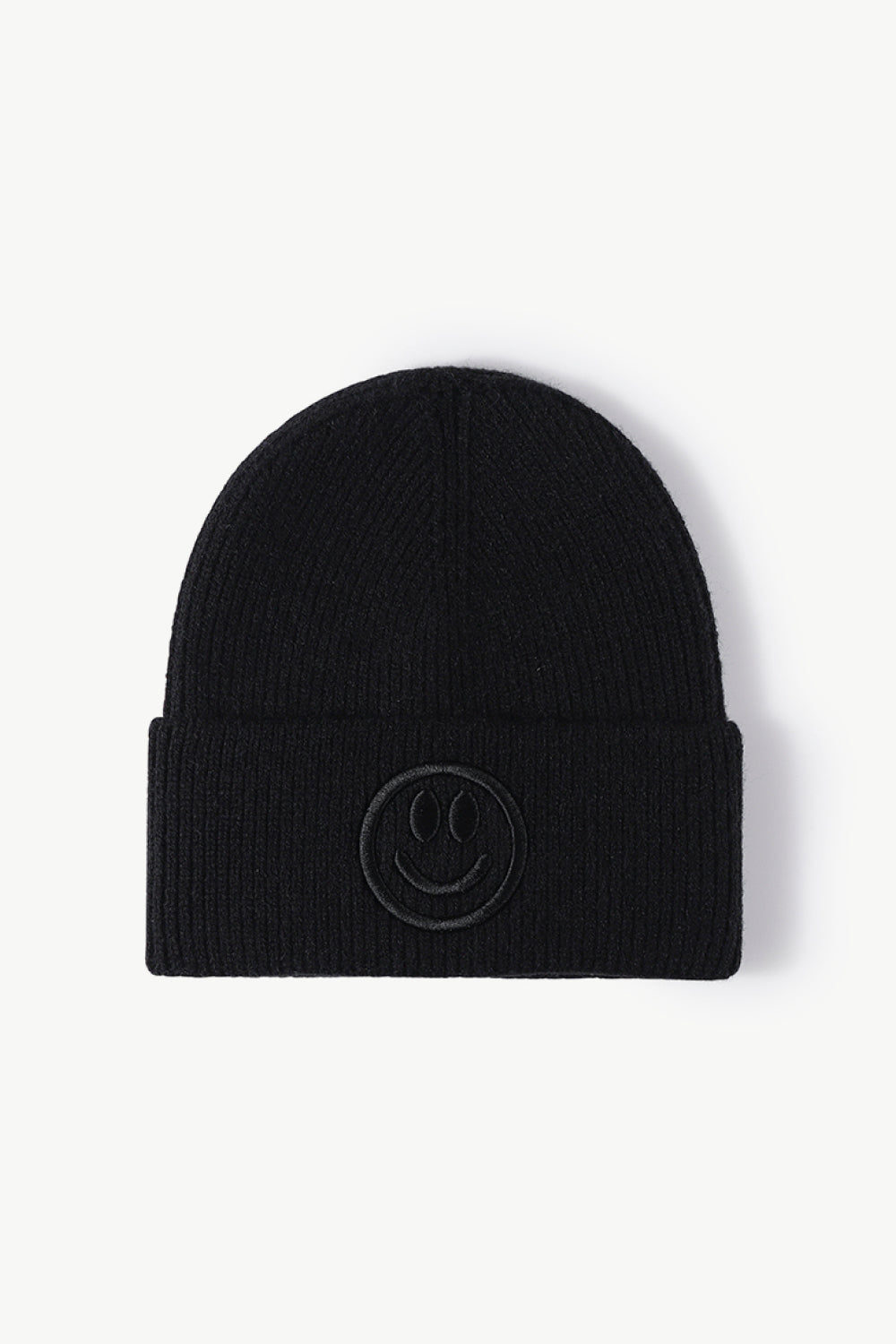 Smiley Face Rib-Knit Beanie