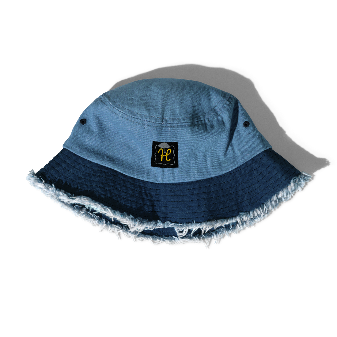 Distressed denim bucket hat