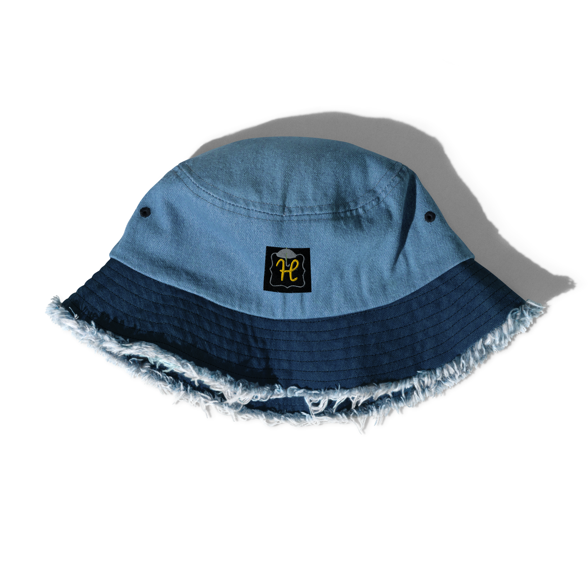 Distressed denim bucket hat