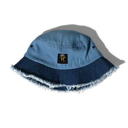 Distressed denim bucket hat