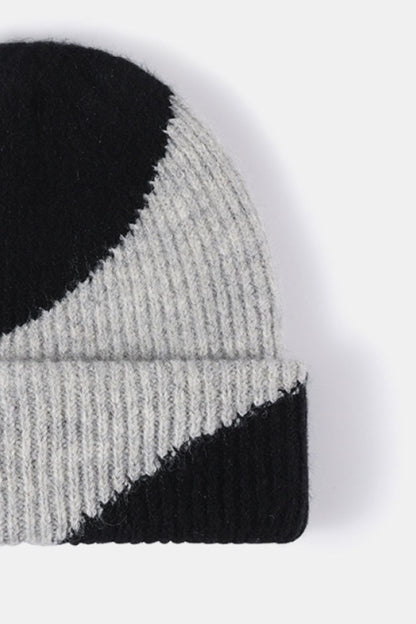 Contrast Rib-Knit Cuffed Beanie