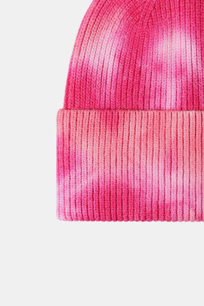 Tie-Dye Cuffed Rib-Knit Beanie Hat