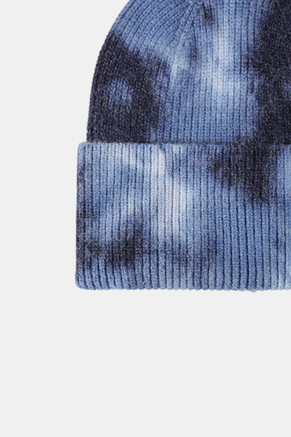 Tie-Dye Cuffed Rib-Knit Beanie Hat