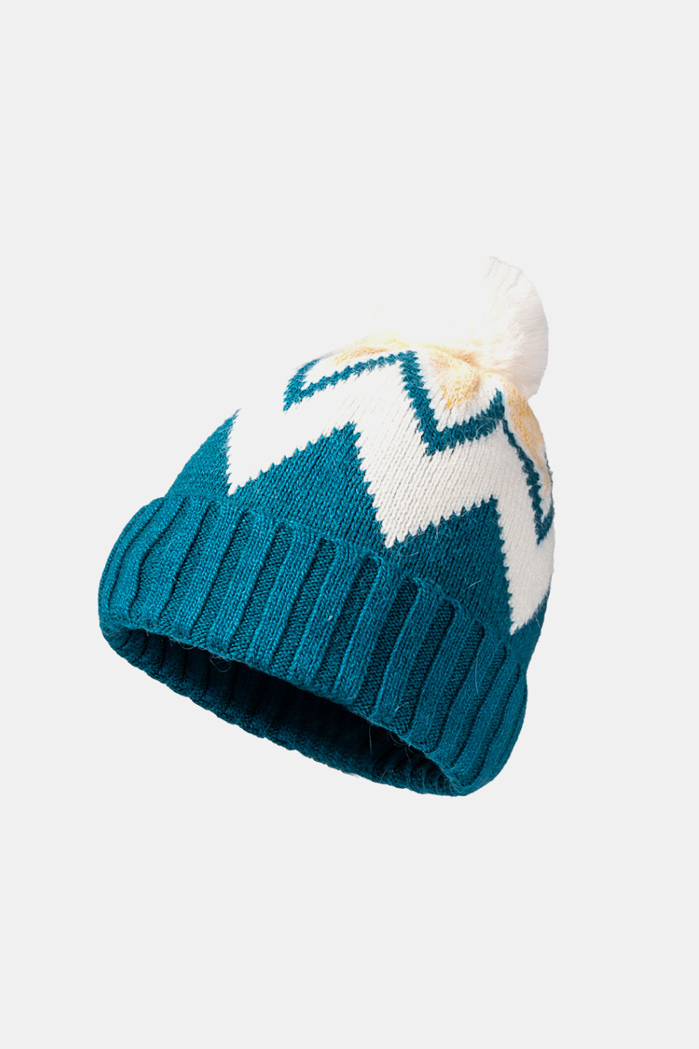 Chevron Pom-Pom Cuffed Beanie