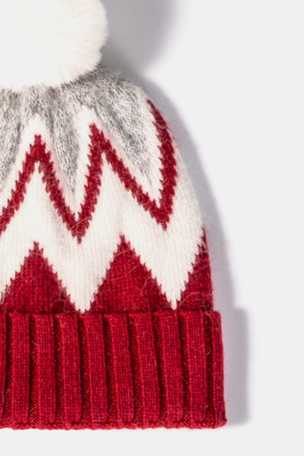 Chevron Pom-Pom Cuffed Beanie