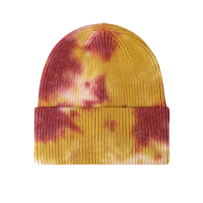Tie-Dye Cuffed Rib-Knit Beanie Hat
