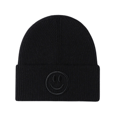 Smiley Face Rib-Knit Beanie